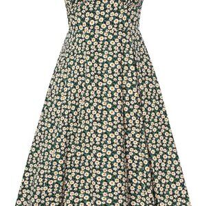 Women's Cotton Boho Floral Midi Dress Square Neck Summer Beach Vacation Wear